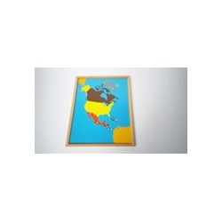 Puzzlowa mapa świata - Ameryka Północna (z bukową ramką) PREMIUM